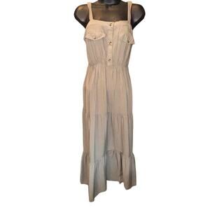 Stella Tweed Sleeveless Tiered Maxi Dress With Adjustable Straps Size Medium